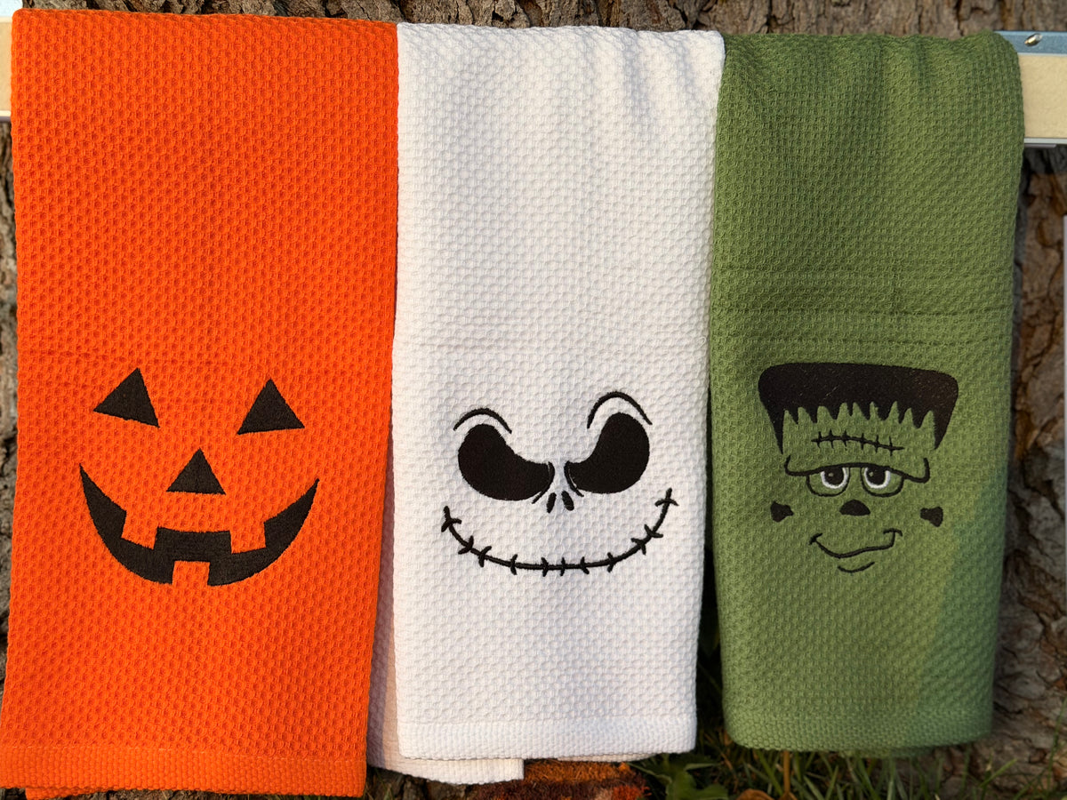 Halloween Hand Towels - Mix & Match - Pumpkin, Skeleton, Frankenstein