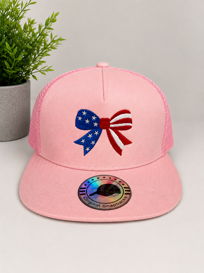 Pink USA or BOW Embroidery Trucker Hat